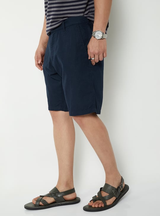 Men Linen Blend Pull-on Shorts