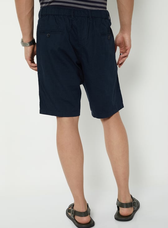 Men Linen Blend Pull-on Shorts