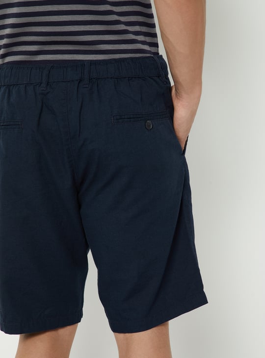 Men Linen Blend Pull-on Shorts