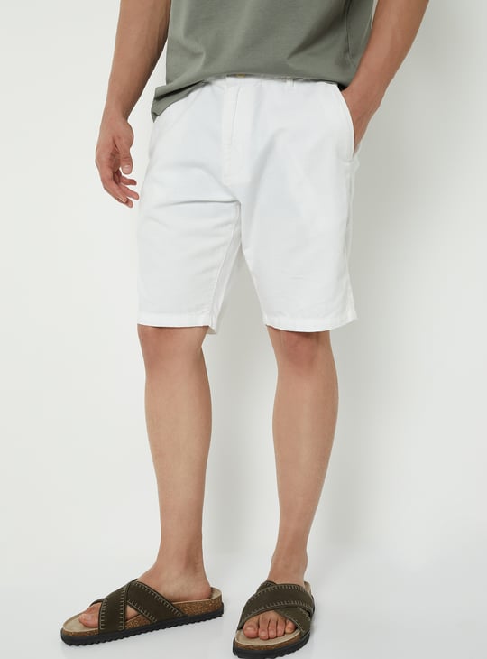 Men Linen Blend Pull-on Shorts