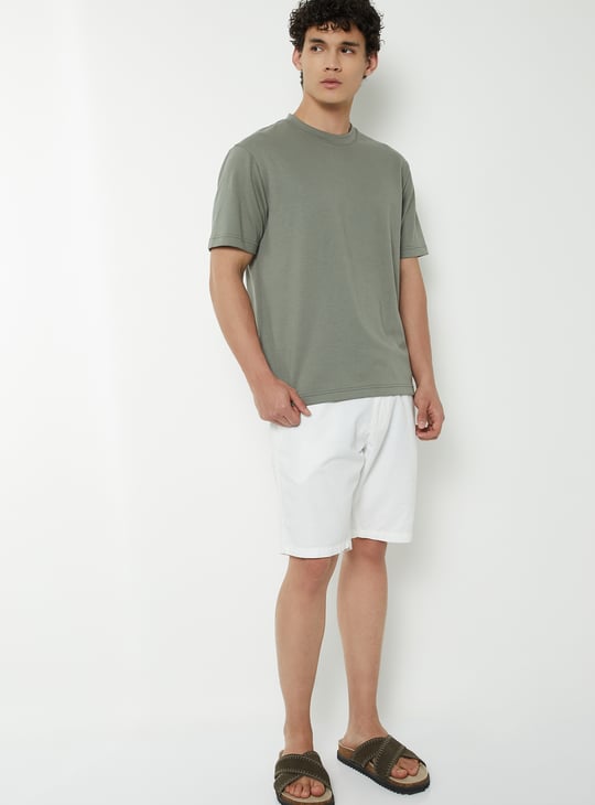 Men Linen Blend Pull-on Shorts