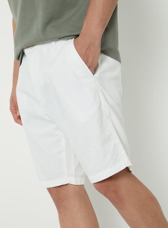 Men Linen Blend Pull-on Shorts