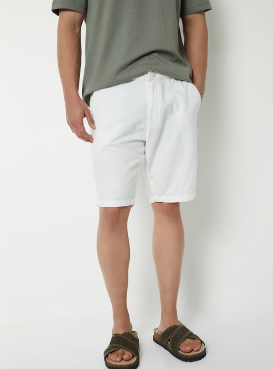 Men Linen Blend Pull-on Shorts
