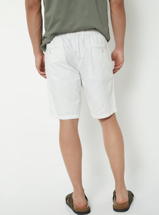 Men Linen Blend Pull-on Shorts