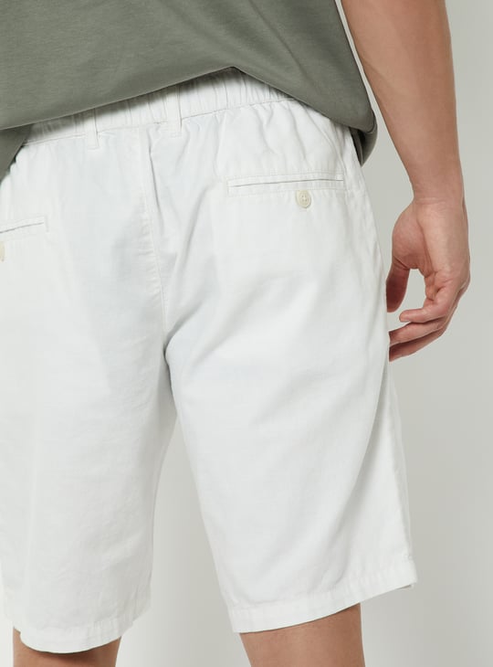 Men Linen Blend Pull-on Shorts