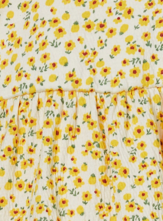 Girls Floral Print Pinafore Dress with Top