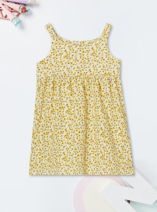 Girls Floral Print Pinafore Dress with Top
