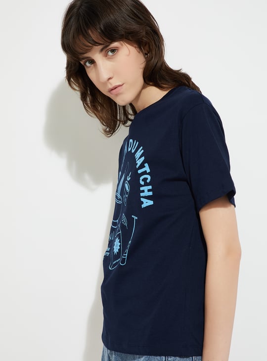 URB_N Women Graphic Print Relaxed Fit T-shirt