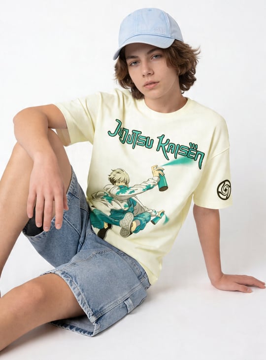 Boys Jujutsu Kaisen Print Oversized T-shirt