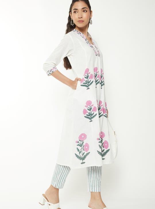 Women Floral Print A-line Kurta Set