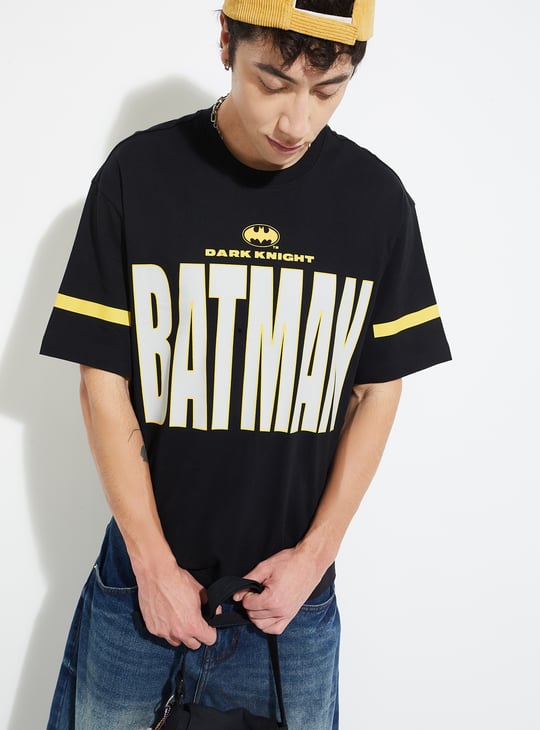 URB_N Men Batman Print Oversized T-shirt