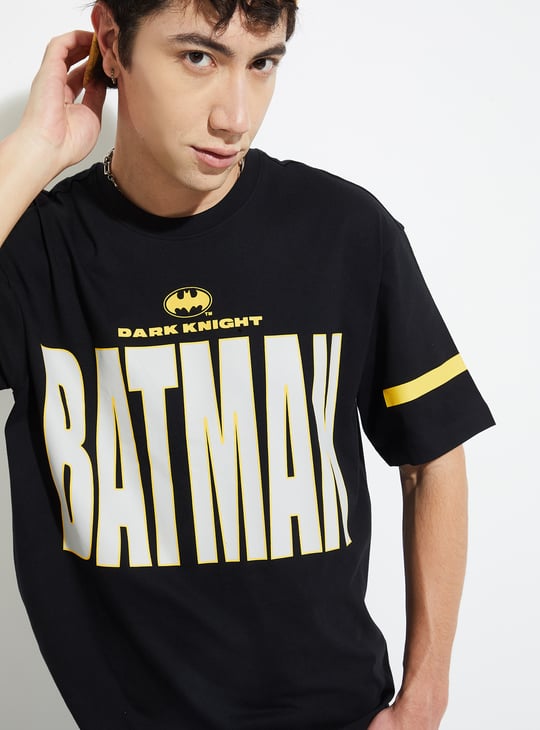 URB_N Men Batman Print Oversized T-shirt