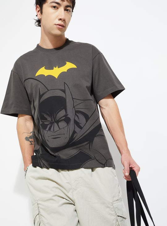 URB_N Men Batman Print Oversized T-shirt