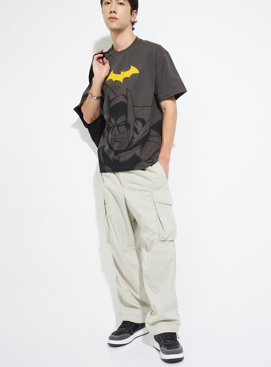 URB_N Men Batman Print Oversized T-shirt