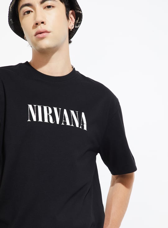 URB_N Men Nirvana Printed Oversized T-shirt