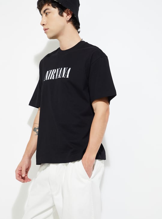URB_N Men Nirvana Printed Oversized T-shirt