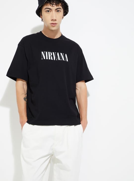 URB_N Men Nirvana Printed Oversized T-shirt