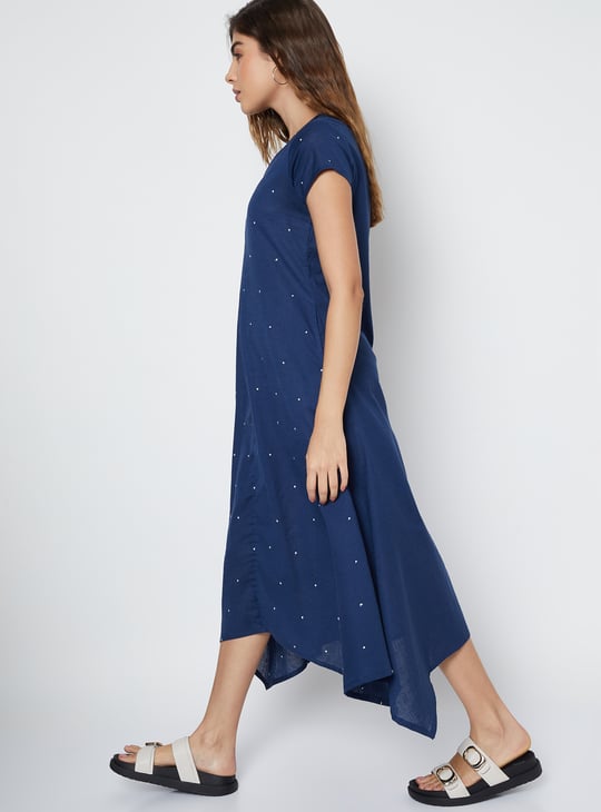 Women Embroidered Asymmetric Hem Dress