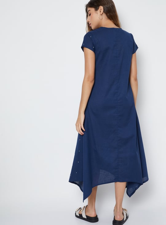 Women Embroidered Asymmetric Hem Dress
