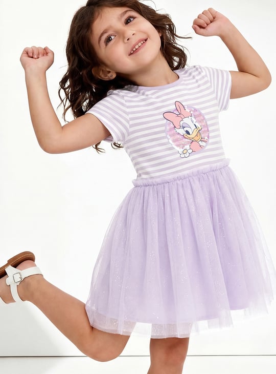 Girls Daisy Duck Sequins Tulle Dress