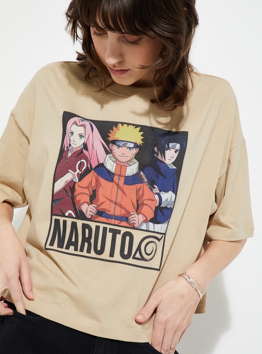 URB_N Women Naruto Print Boxy Fit T-shirt