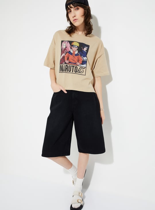 URB_N Women Naruto Print Boxy Fit T-shirt