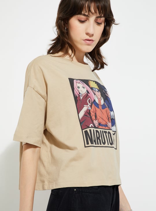 URB_N Women Naruto Print Boxy Fit T-shirt