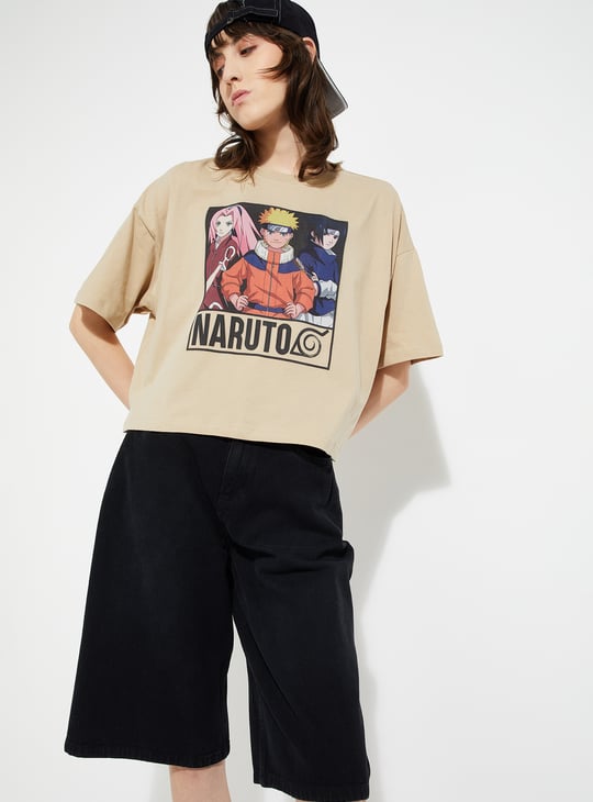 URB_N Women Naruto Print Boxy Fit T-shirt