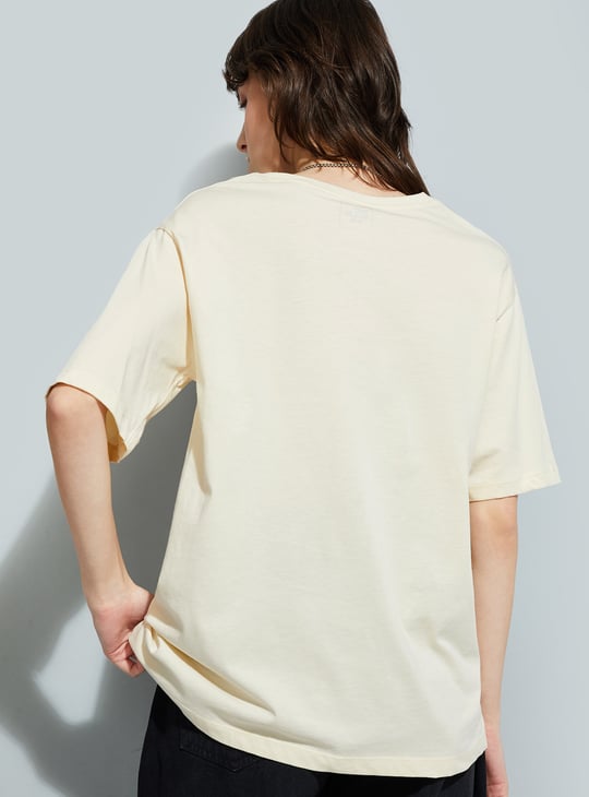 URB_N Women Peanut Snoopy Print Oversized T-shirt