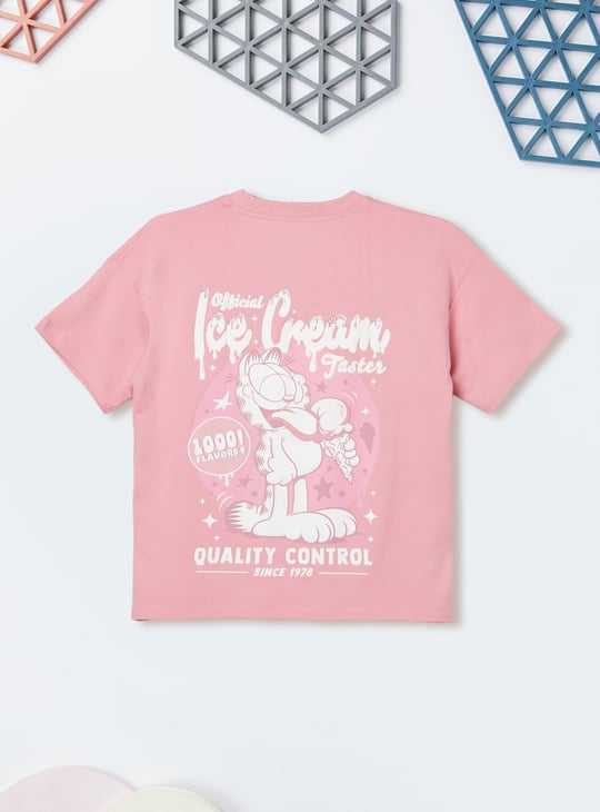 Girls Garfield Print Oversized T-shirt