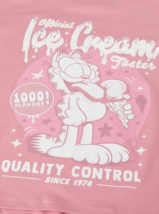 Girls Garfield Print Oversized T-shirt
