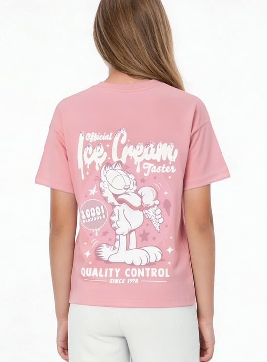 Girls Garfield Print Oversized T-shirt