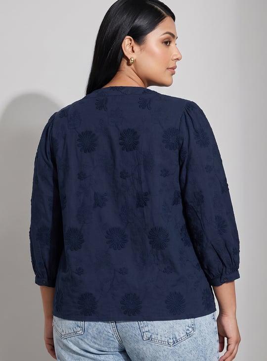Women Embroidered Blouse | Blue | Embroidered