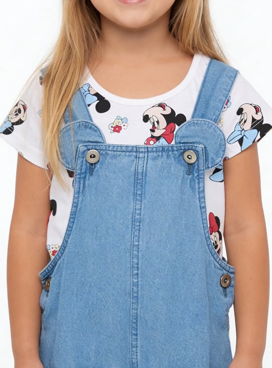 Girls Minnie Mouse Dungaree Dress with T-shirt