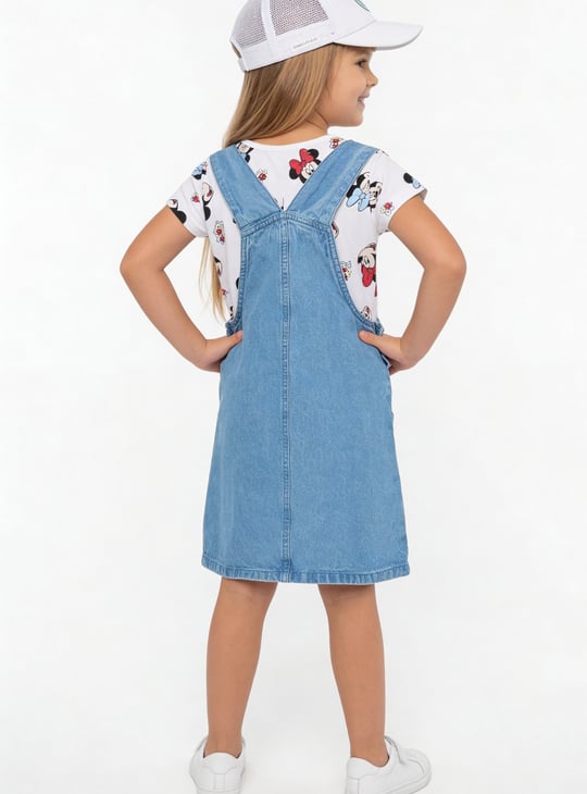 Girls Minnie Mouse Dungaree Dress with T-shirt