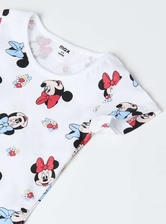 Girls Minnie Mouse Dungaree Dress with T-shirt