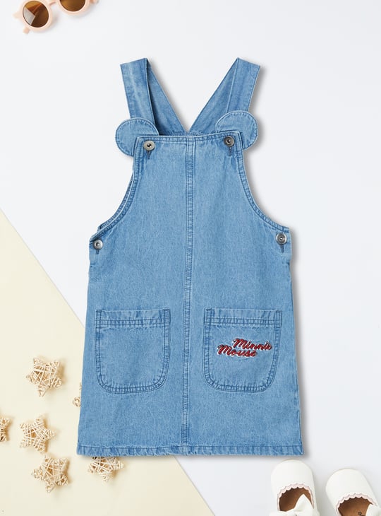 Girls Minnie Mouse Dungaree Dress with T-shirt