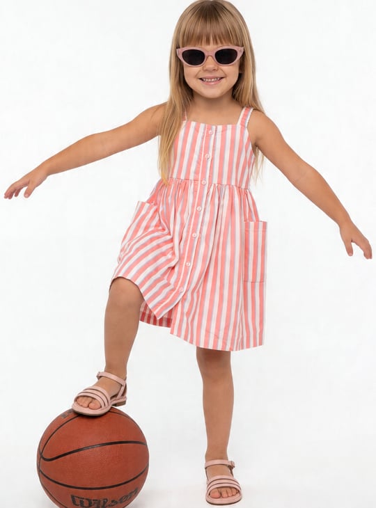 Girls Striped A-Line Dress