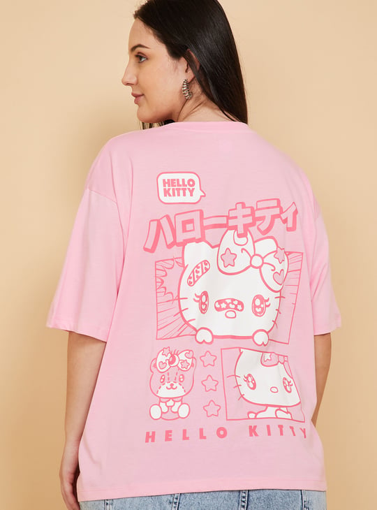 Hello Kitty ルーズフィットTシャツ Buy Women Hello Kitty Print Oversized T-shirt Online at just Rs