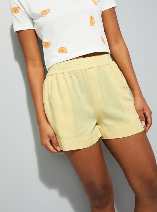 Women Solid Elasticated Shorts