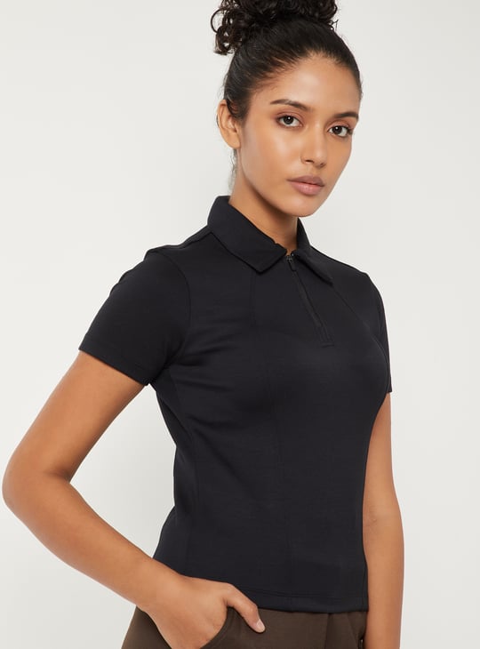 Women Solid Sports Polo T-shirt