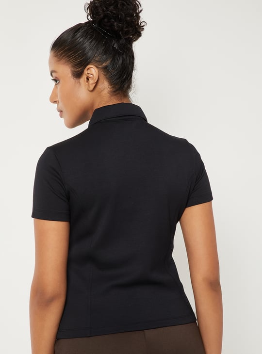 Women Solid Sports Polo T-shirt