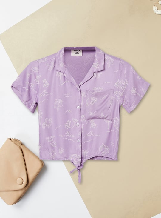 Girls Printed Boxy Fit Shirt
