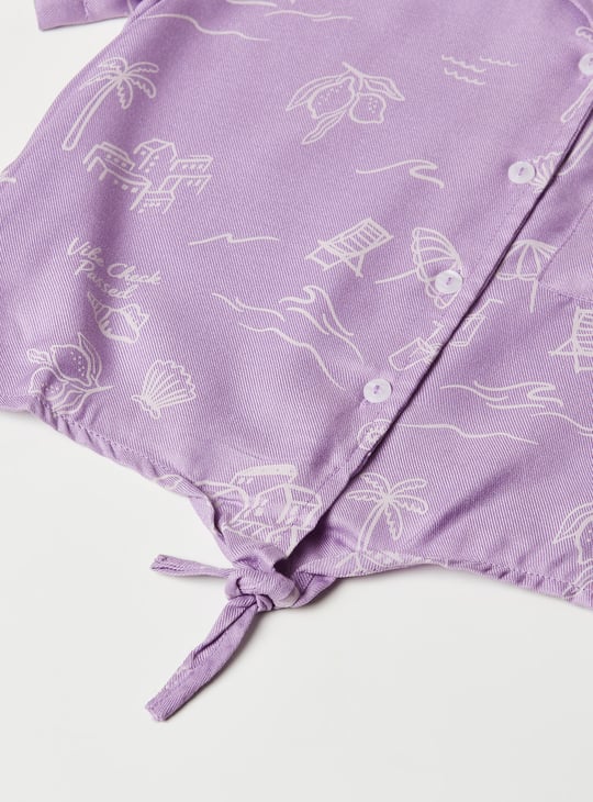 Girls Printed Boxy Fit Shirt