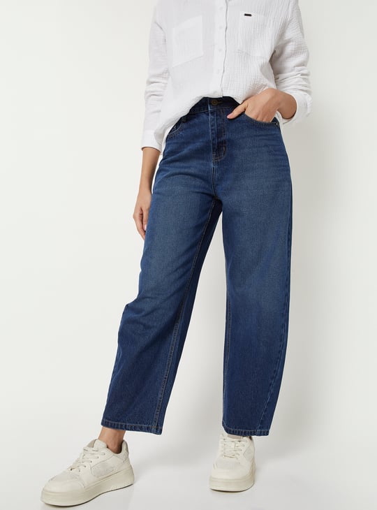 Women Washed Barrel Fit Jeans