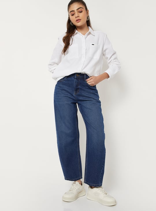 Women Washed Barrel Fit Jeans