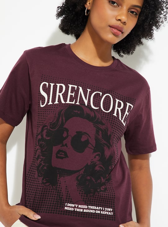 URB_N Women Printed T-shirt | Purple | Printed