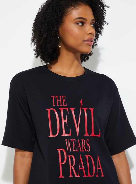 Buy URB_N Women Oversized The Devil Wears Prada T-shirt Online at