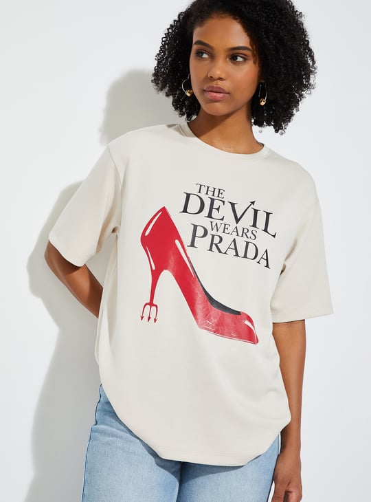 Buy URB_N Women Oversized The Devil Wears Prada T-shirt Online at