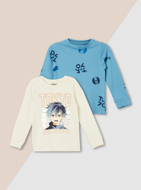 Boys Anime Print T-shirt - Pack of 2
